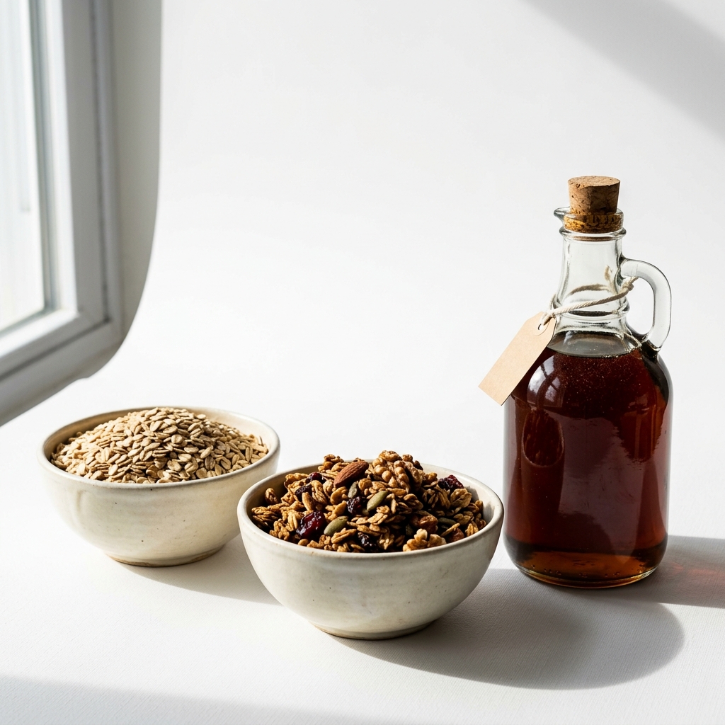 Avena, granola y miel de maple canadiense
